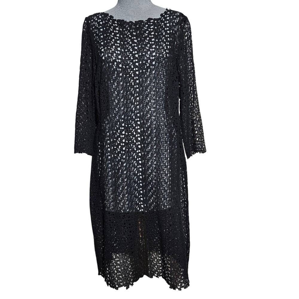 Talbots Black Sheer Lace Dress Size 12